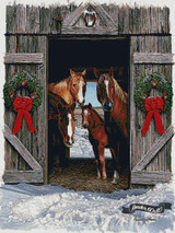 Horses In A Barn Door ©Russell Cobane. Licensed by MGL, www.mglart.com