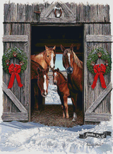 Horses In A Barn Door ©Russell Cobane. Licensed by MGL, www.mglart.com