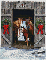 Horses In A Barn Door ©Russell Cobane. Licensed by MGL, www.mglart.com