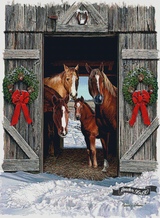 Horses In A Barn Door ©Russell Cobane. Licensed by MGL, www.mglart.com
