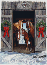 Horses In A Barn Door ©Russell Cobane. Licensed by MGL, www.mglart.com