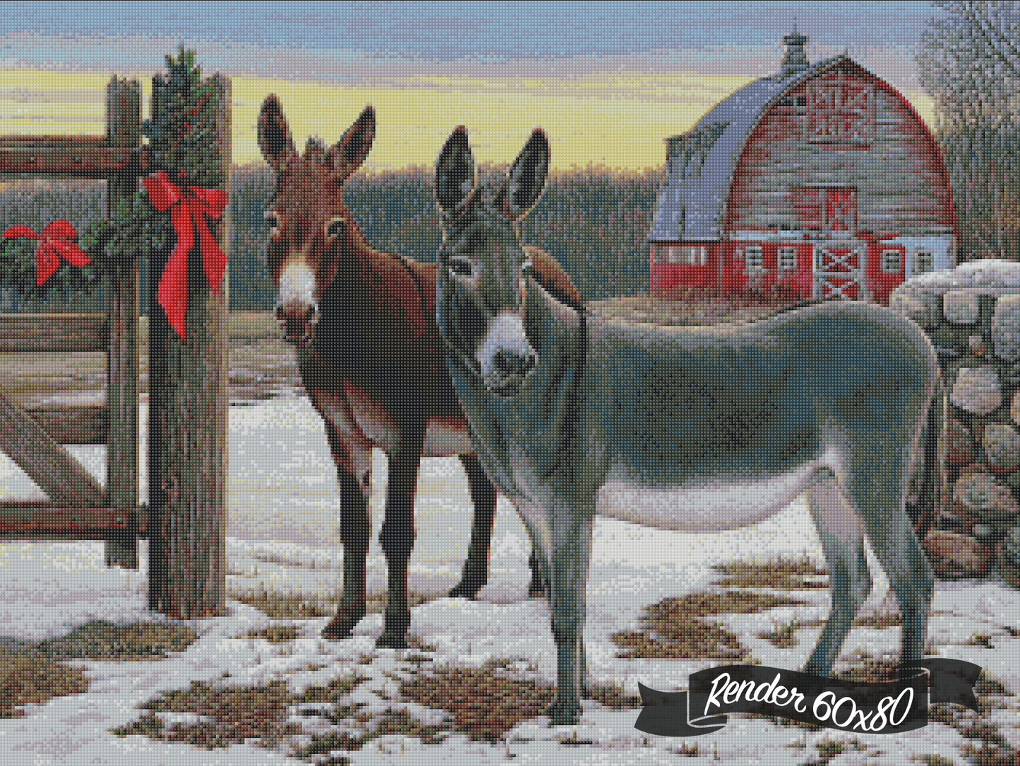 Donkeys And Barn ©Russell Cobane. Licensed by MGL, www.mglart.com