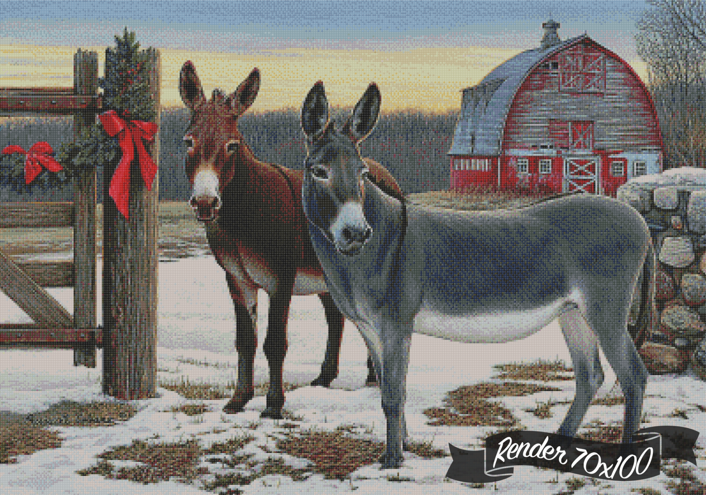 Donkeys And Barn ©Russell Cobane. Licensed by MGL, www.mglart.com