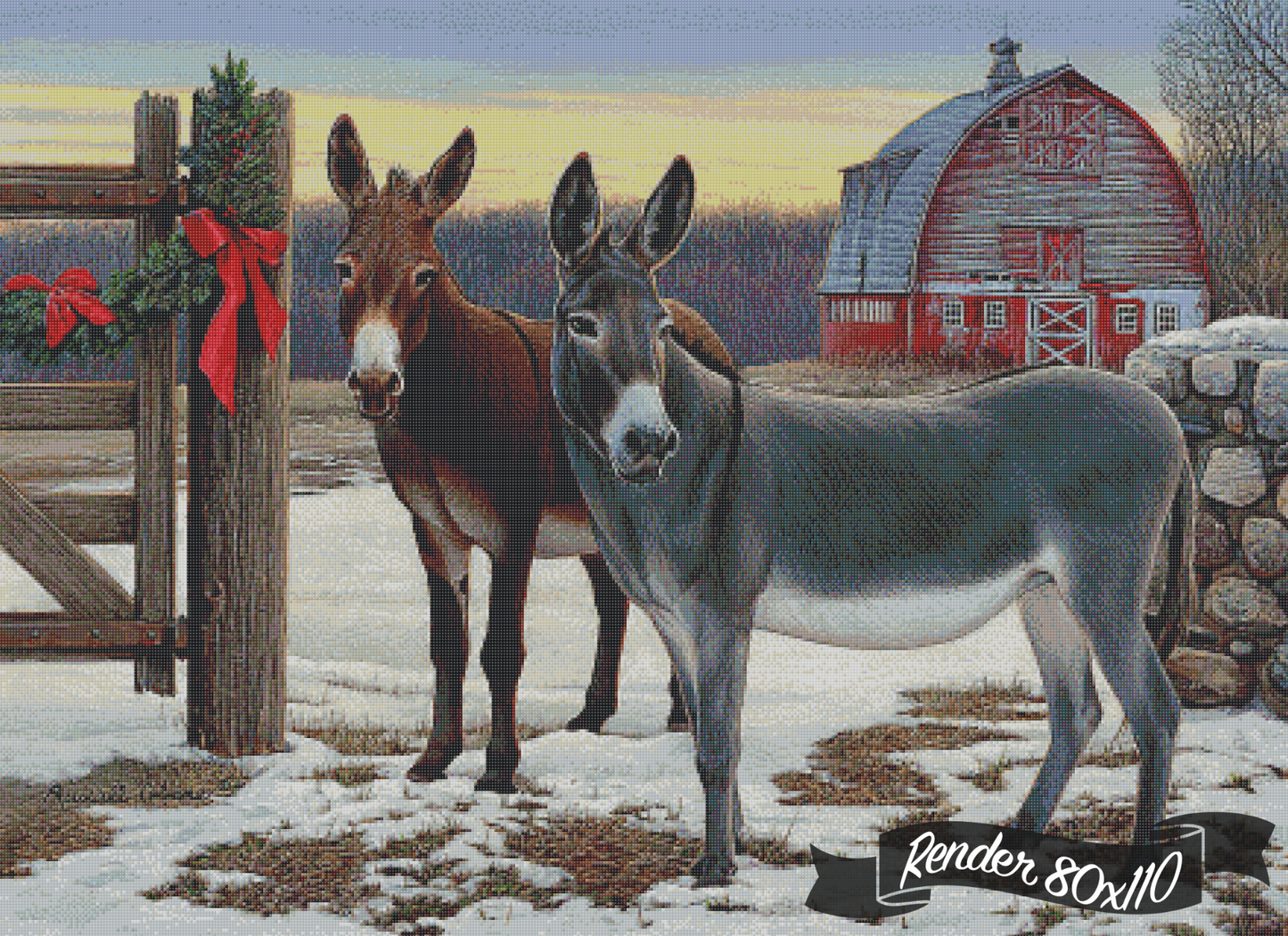 Donkeys And Barn ©Russell Cobane. Licensed by MGL, www.mglart.com