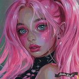 Pink Flair Blue Stare ©Cocomarshmallow Art