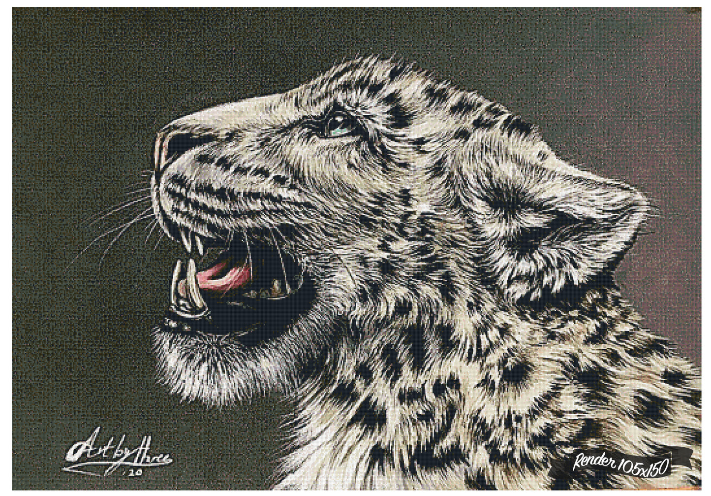 Snowy Leopard Roar ©ArtByThree