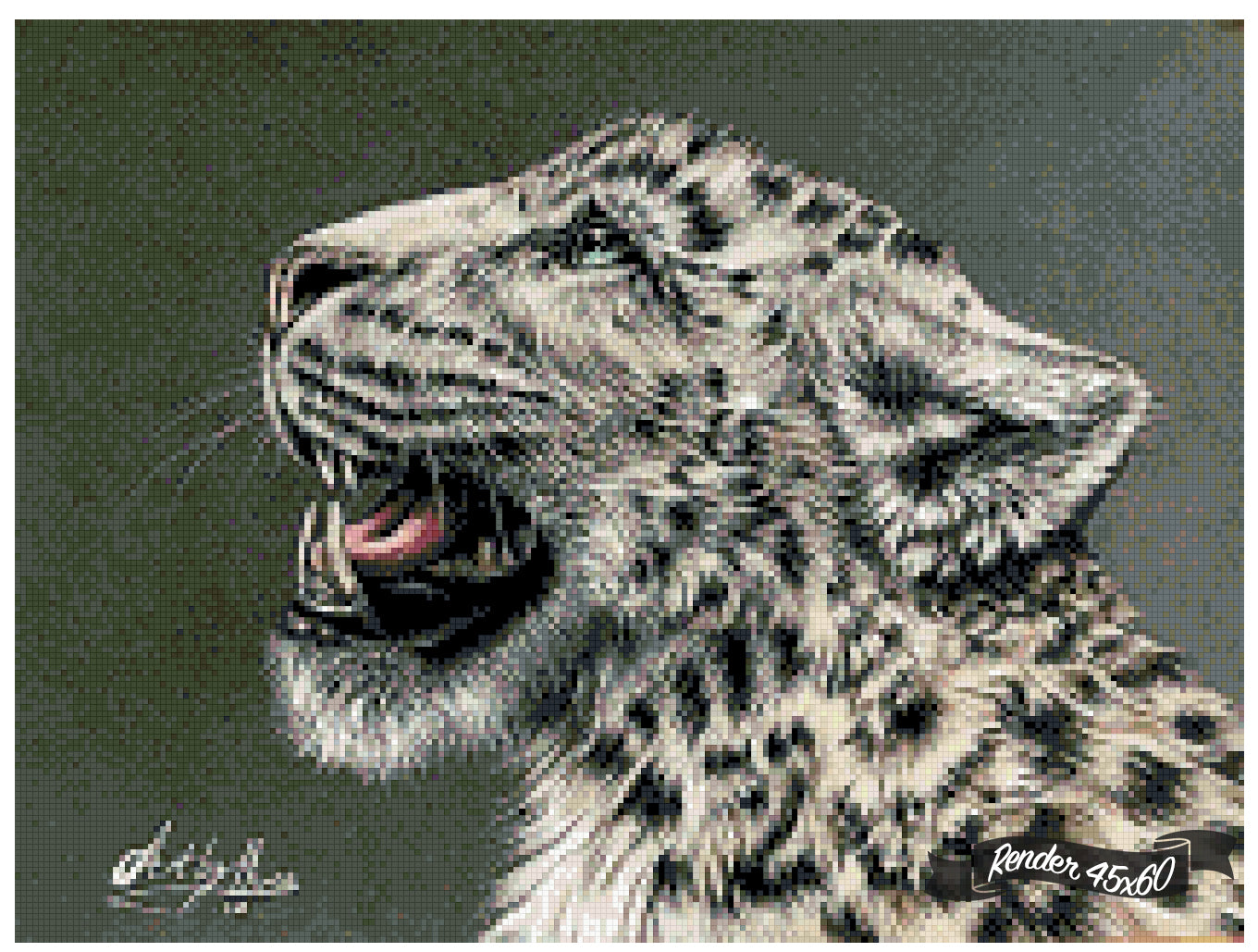 Snowy Leopard Roar ©ArtByThree