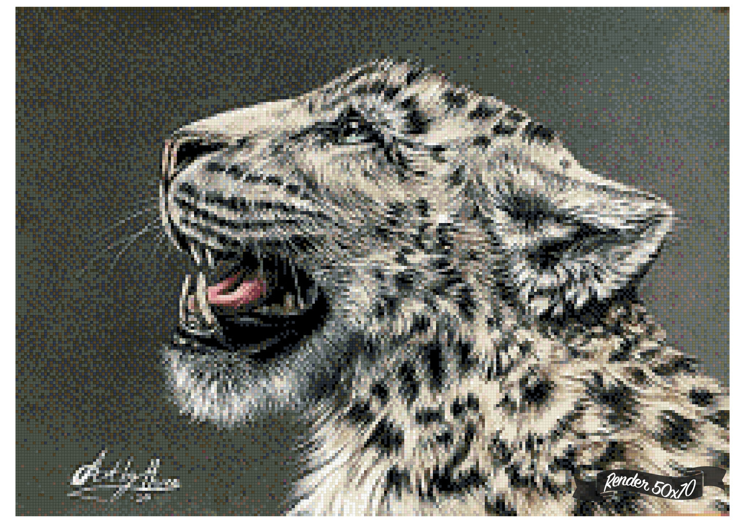 Snowy Leopard Roar ©ArtByThree