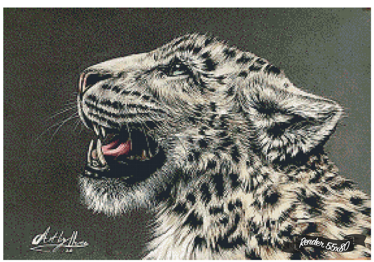 Snowy Leopard Roar ©ArtByThree