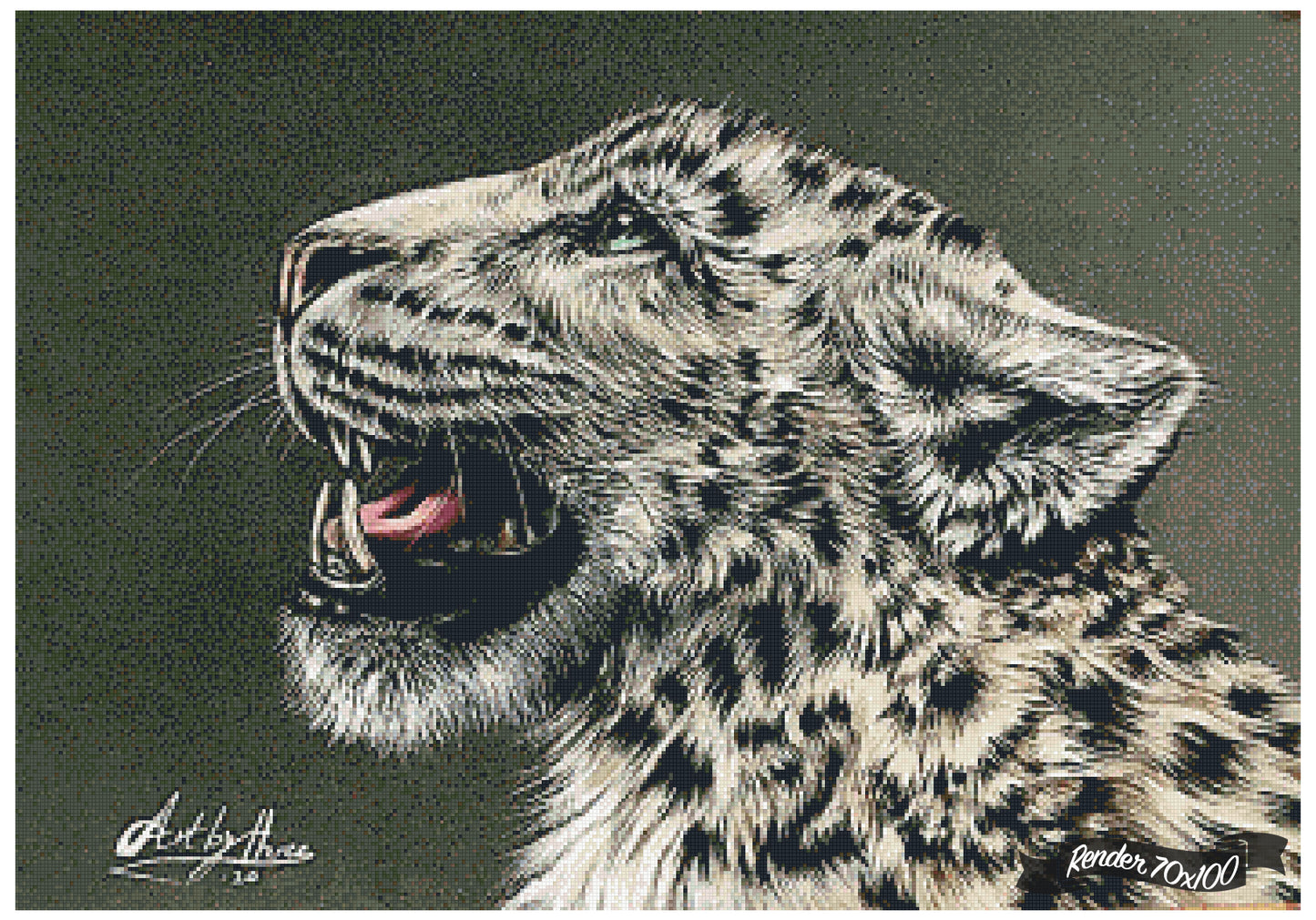 Snowy Leopard Roar ©ArtByThree