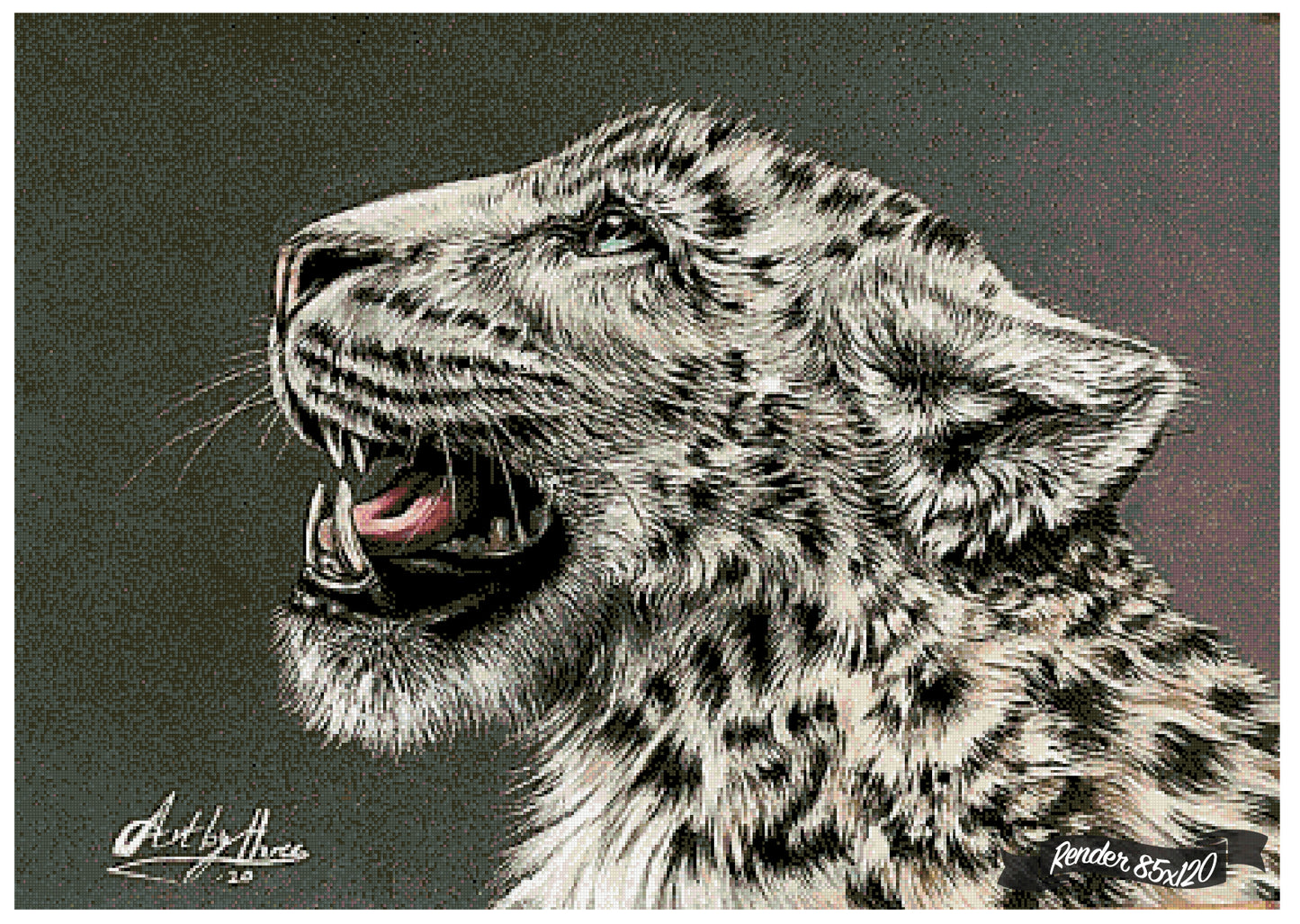 Snowy Leopard Roar ©ArtByThree