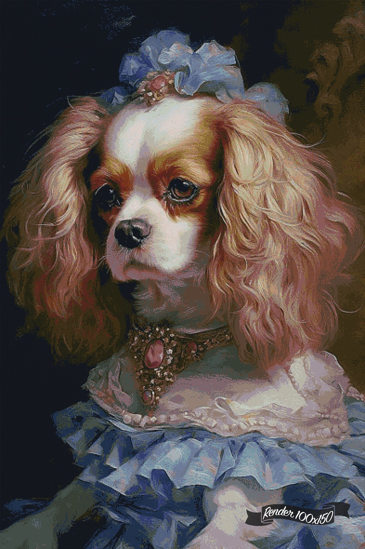 Victorian Pets - King Charles Spaniel In A Blue Dress ©Wumples / GratefulLicensing.com