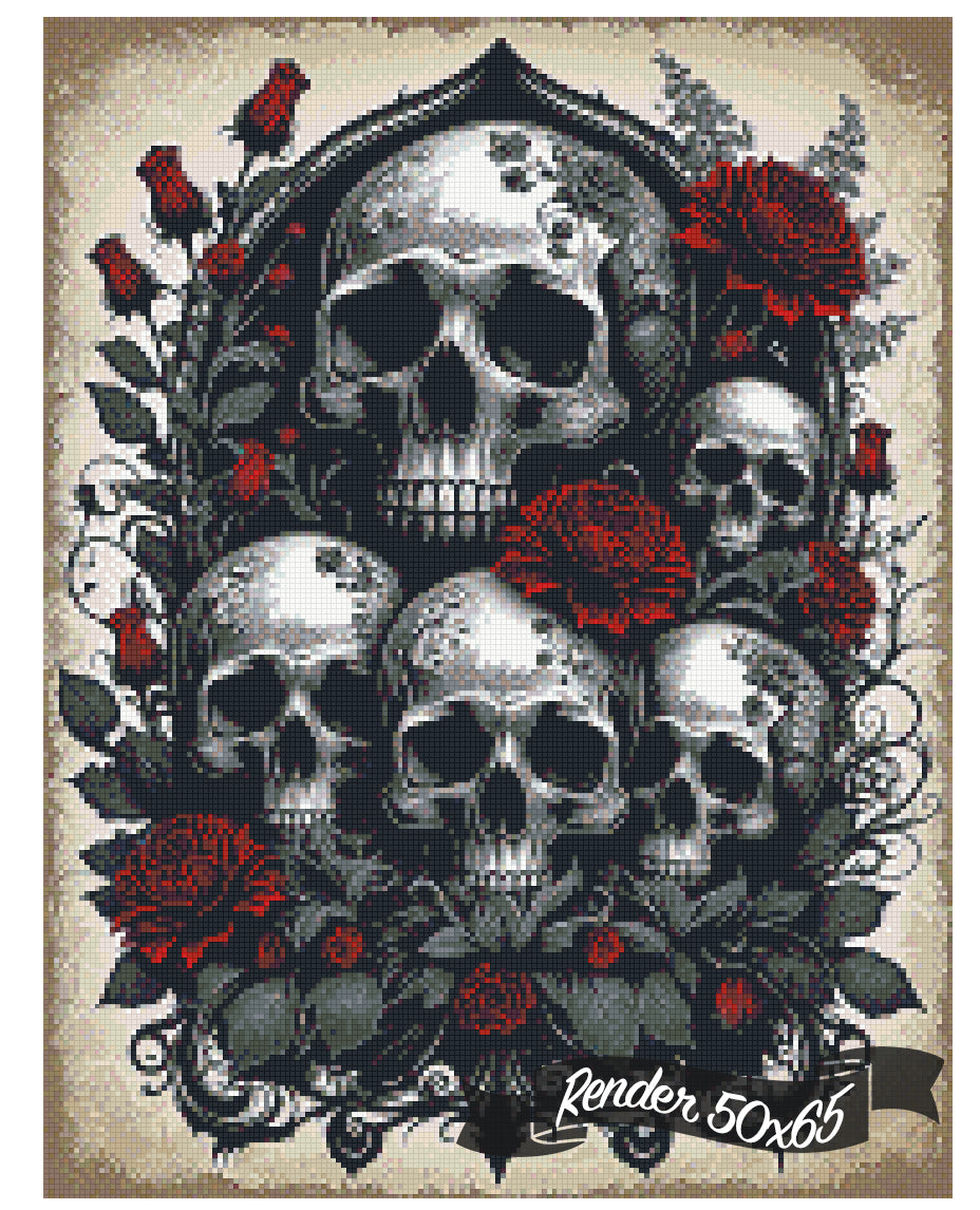 Vintage Skulls And Red Roses ©CajunBeauty