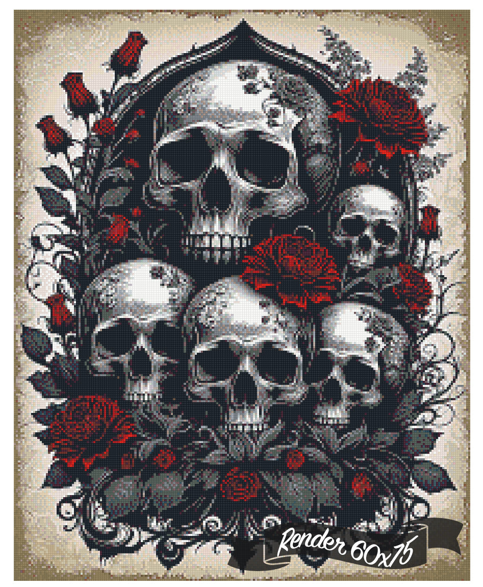 Vintage Skulls And Red Roses ©CajunBeauty