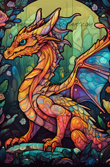 Stained Glass Rose Dragon ©Finira