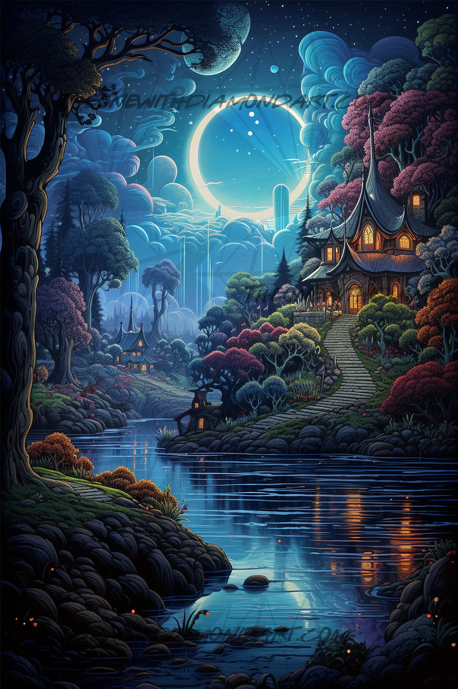 Moonlit Stream ©Morgana Fantasy AI – The One With The Diamond Art