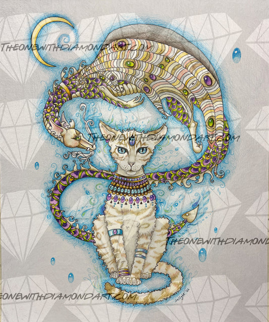 Bastet And The Dragon ©Delights Fantasy Art