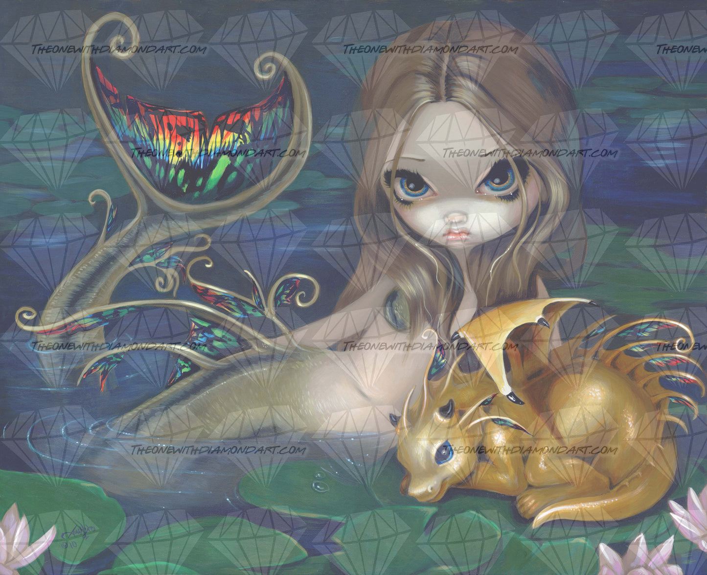 Mermaid With A Golden Dragon ©Jasmine Becket-Griffith