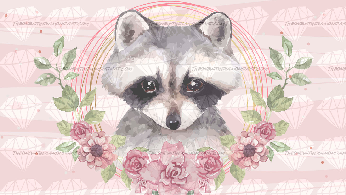 Floral Framed Raccoon