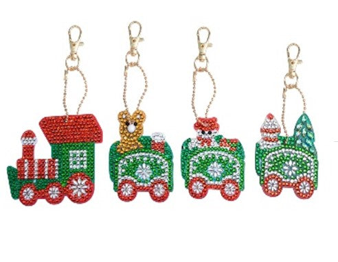 Christmas Train Keyrings (4 Pack)