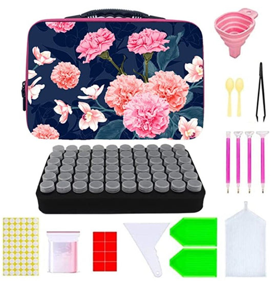 Pink Floral Storage Case (60pcs + Accessories)