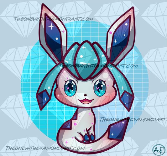 Chibi Glaceon (Shiny Version) ©Aaliyah@CraftieNymphs