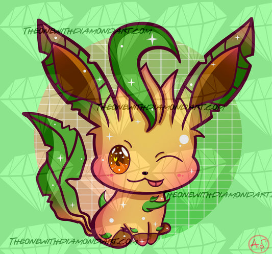 Chibi Leafeon (Shiny Version) ©Aaliyah@CraftieNymphs