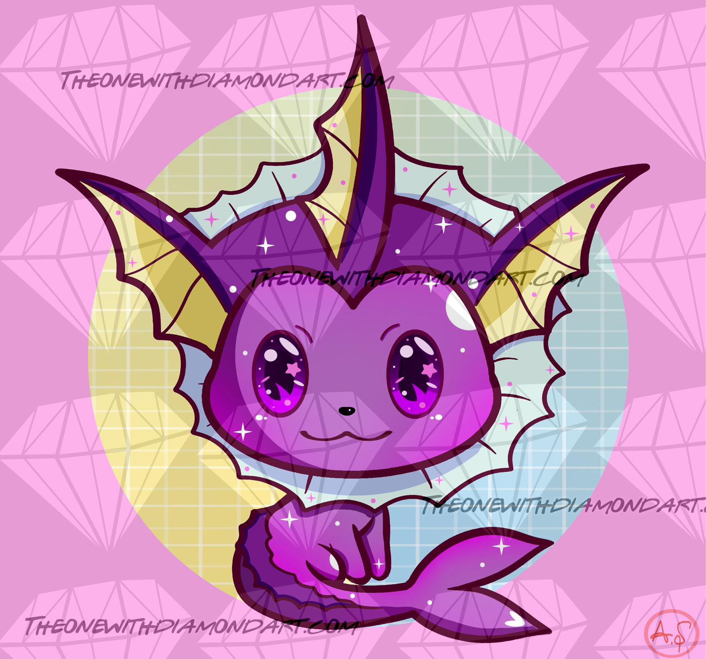 Chibi Vaporeon (Shiny Version) ©Aaliyah@CraftieNymphs