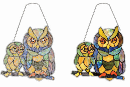 Stained Glass Owls Suncatcher