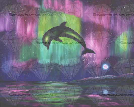 Dolphin Playing In The Northern Lights ©Laura Milnor Iverson