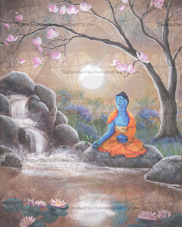 Medicine Buddha By A Waterfall ©Laura Milnor Iverson