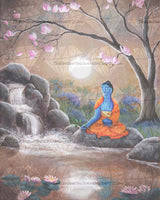 Medicine Buddha By A Waterfall ©Laura Milnor Iverson
