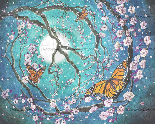 Monarch Butterflies In Teal Moonlight ©Laura Milnor Iverson