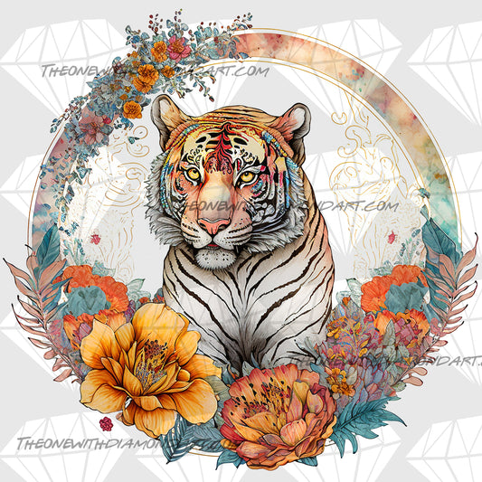 Floral Framed Tiger