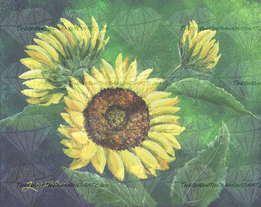 Yellow Sunflowers On Green ©Laura Milnor Iverson